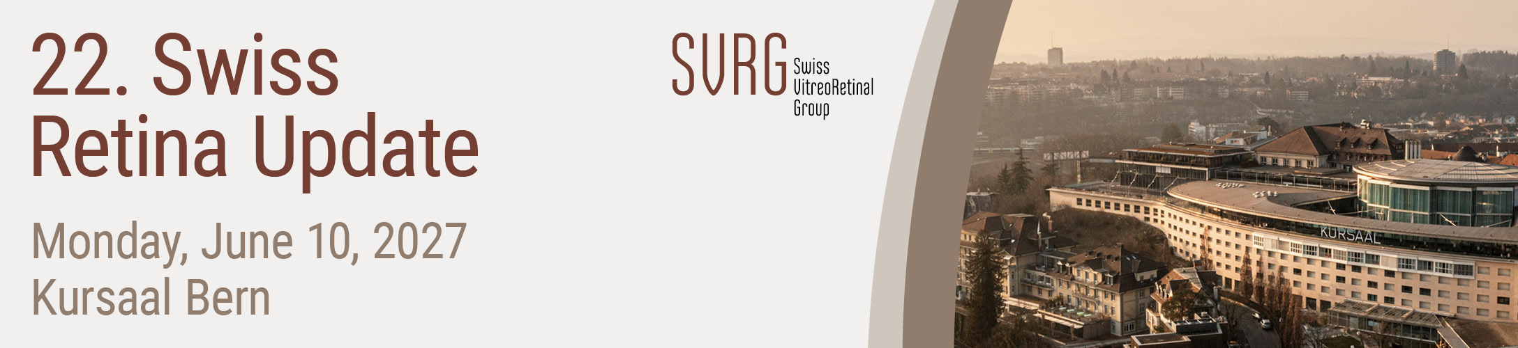 Header banner for the conference: SVRG Swiss Retina Update 2027. This goes from 10 June 2027 to 10 June 2027.
